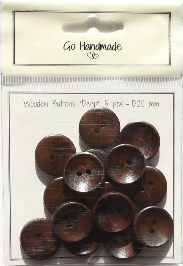 Go Handmade Deep 20 mm Holzknöpfe Braun 15 Stück