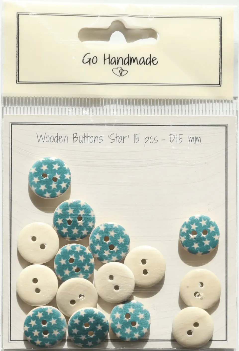 Go Handmade Holzknöpfe Stern 15 mm 15 Stk blau