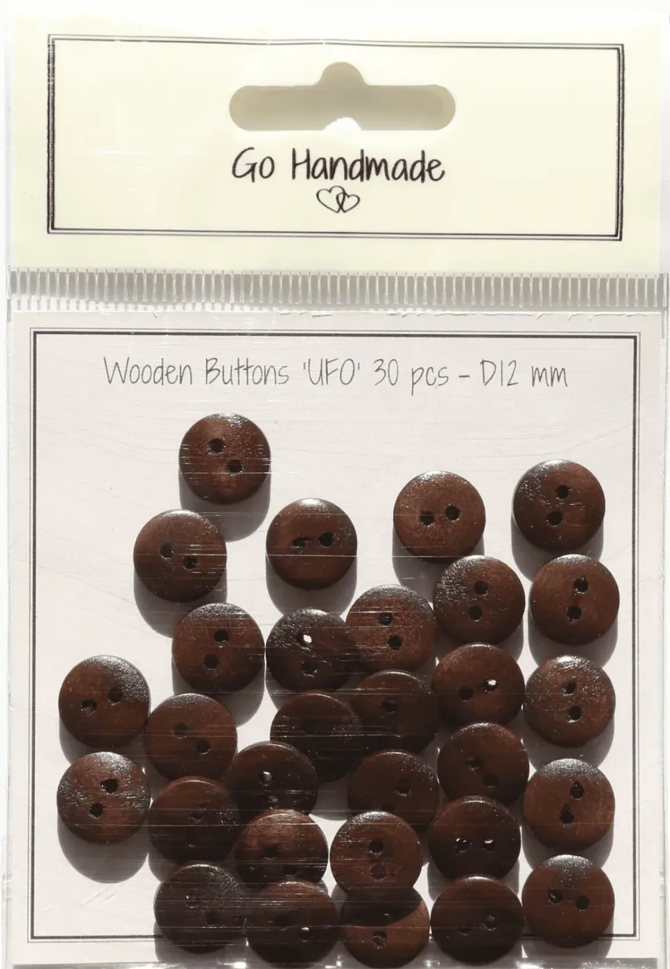 Go Handmade UFO Holzknöpfe 12 mm braun 30 Stück