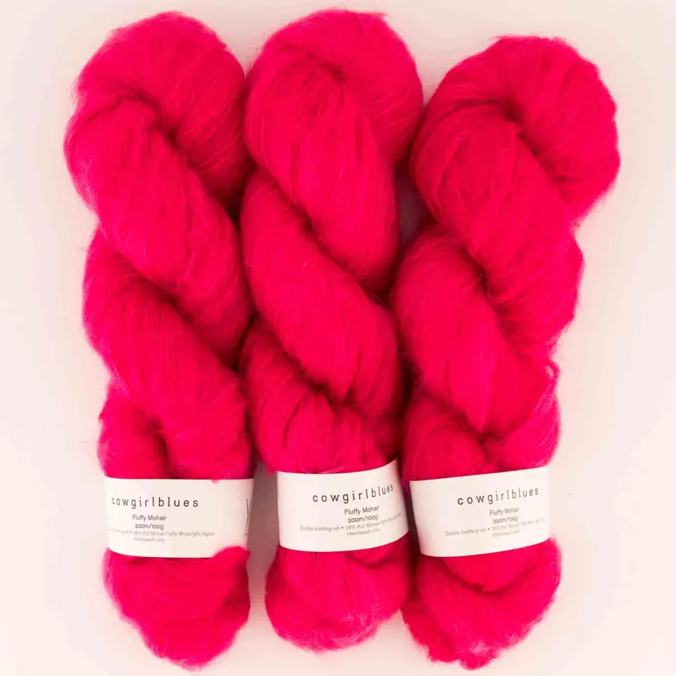 Cowgirlblues Fluffy Hot Pink Mohairwolle pink handgefärbt