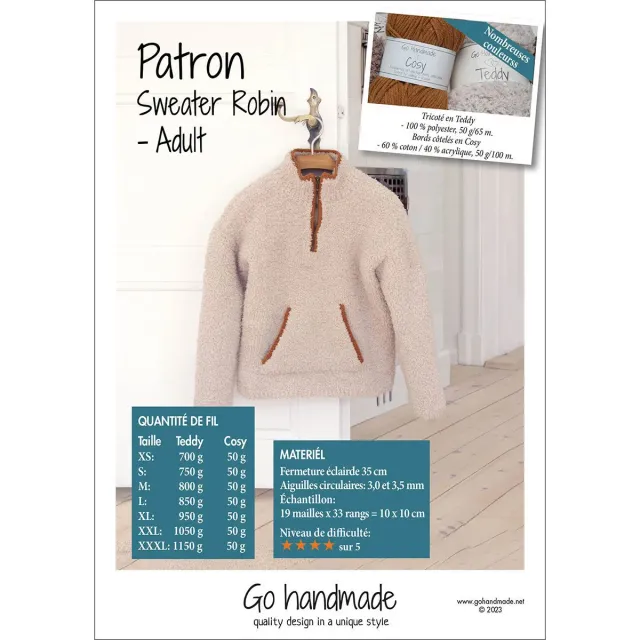 Go Handmade Sweater Robin Strickanleitung Erwachsene XS-XXXL