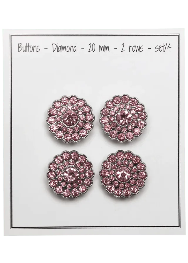 Go Handmade Diamond Knöpfe 20mm 4 Stk funkelnd