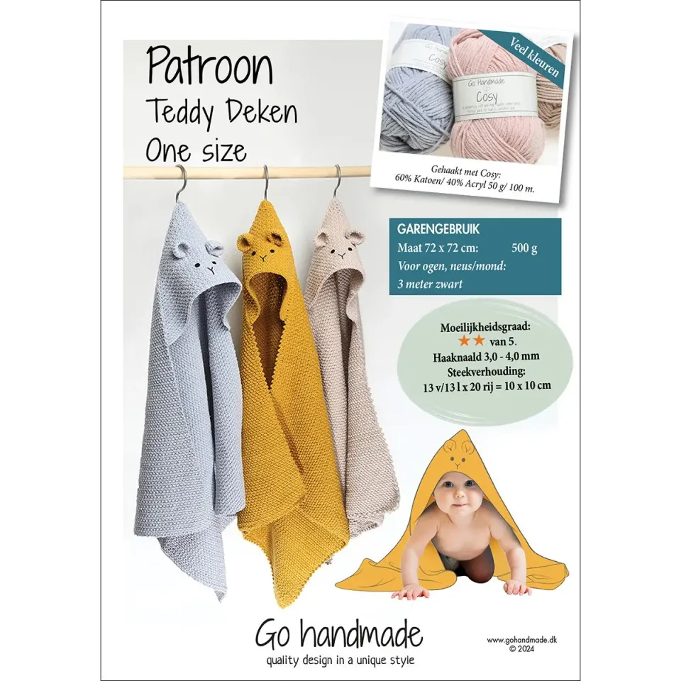 Go Handmade Teddy Häkelanleitung Decke 72x72 cm
