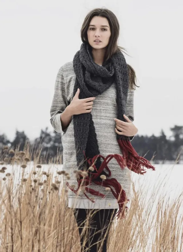 Blue Sky Fibers Classic Series Silver Bay Scarf Anleitung Fransen