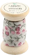 Go Handmade Stoffband Rose auf Beige 10 mm 2 m