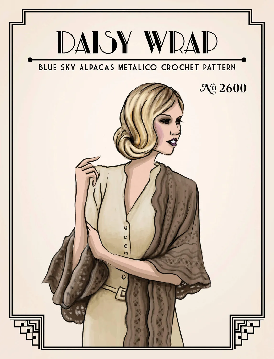 Blue Sky Fibers Classic Daisy Wrap 2600 Häkelanleitung Wellenmuster