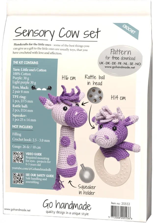Go Handmade Sensory Cow Häkelset Braun Babyrassel