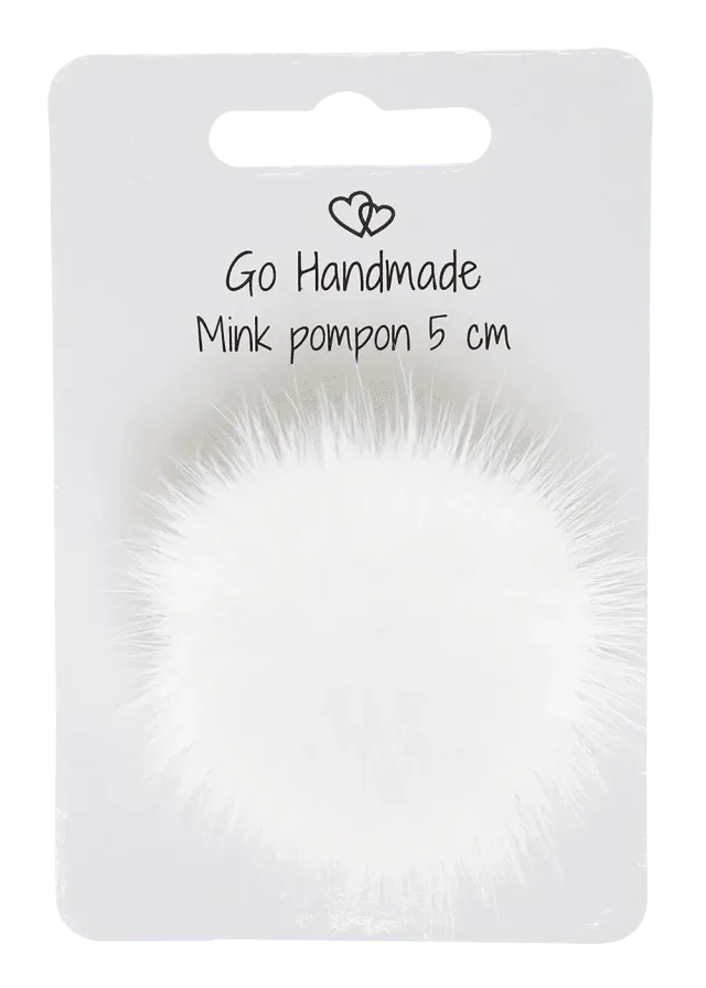 Go Handmade Fellbommel 5 cm Naturweiß mit Gummi