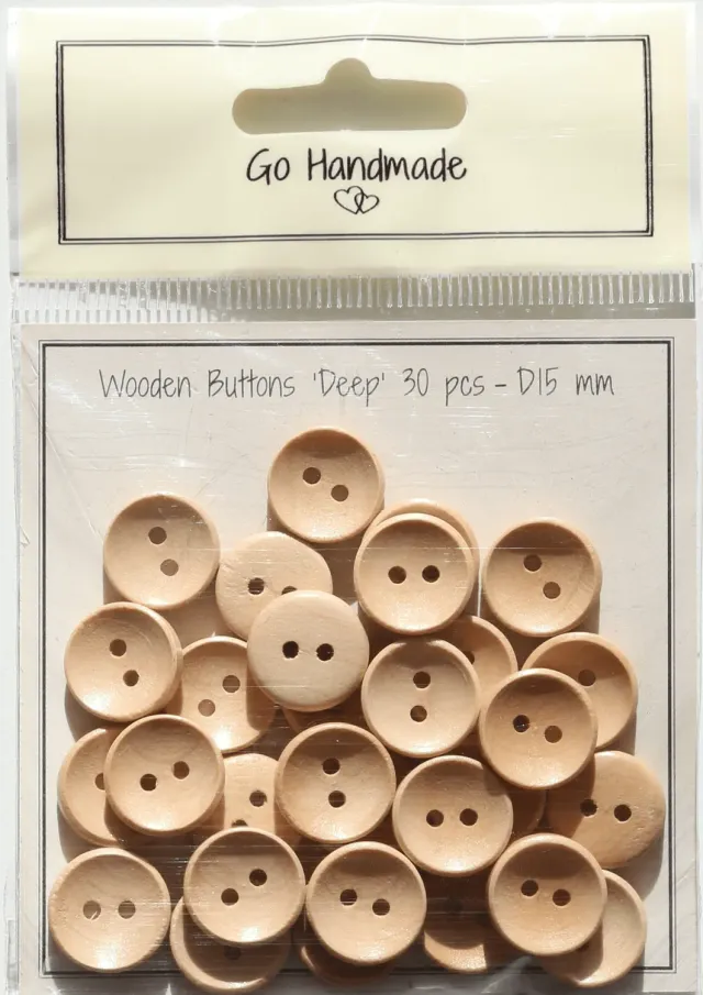 Go Handmade Deep 15 mm Holzperlen Natural 30 Stück