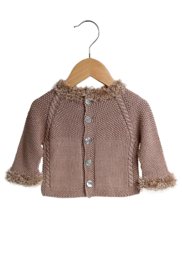 Go Handmade Fur Cardigan Moosstich Strickanleitung 3-6 Monate