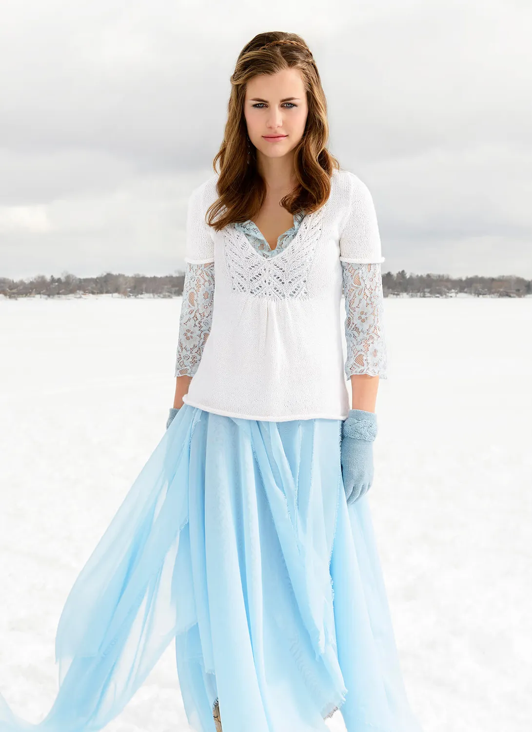 Blue Sky Fibers Classic Series Sylvia Sweater Strickanleitung Spitze