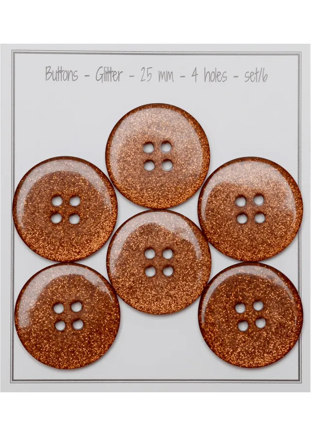 Go Handmade Glitter Knöpfe 25 mm 6er Set silber