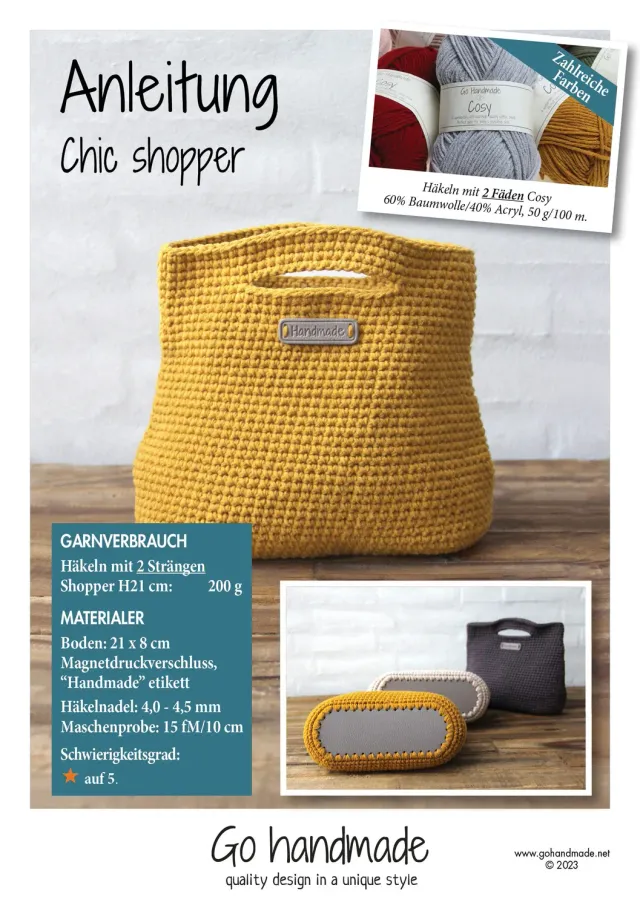 Go Handmade Chic Shopper Häkelanleitung H21 cm deutsch