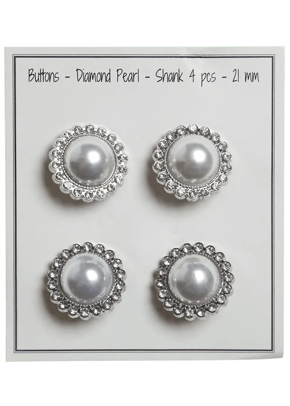 Go Handmade Diamond Pearl Knöpfe 21 mm 4 Stück silber
