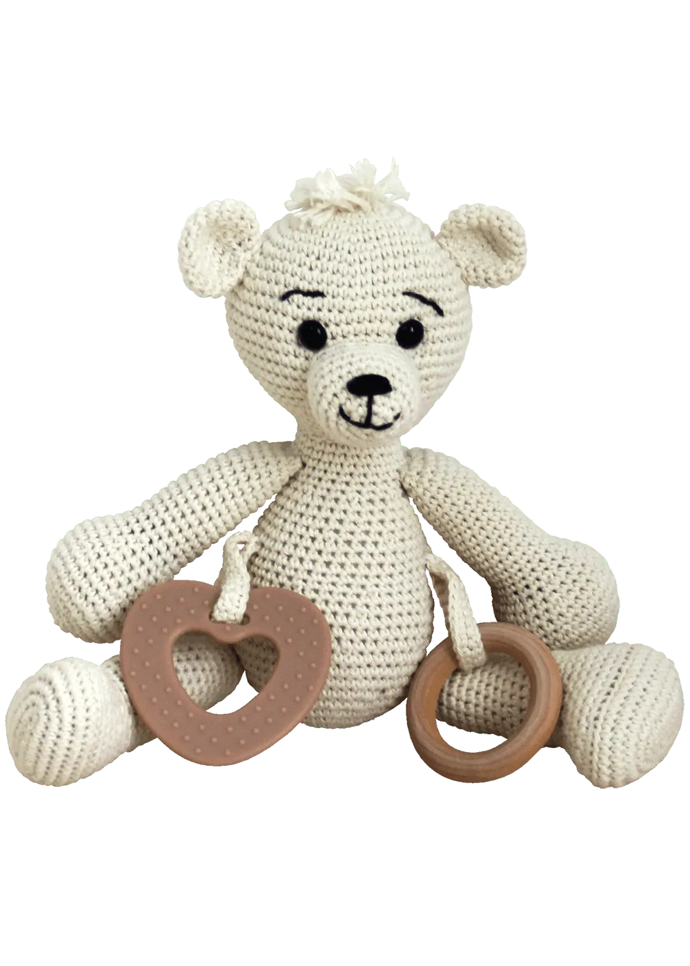 Go Handmade Sensory Teddy Häkelset off-white Rassel
