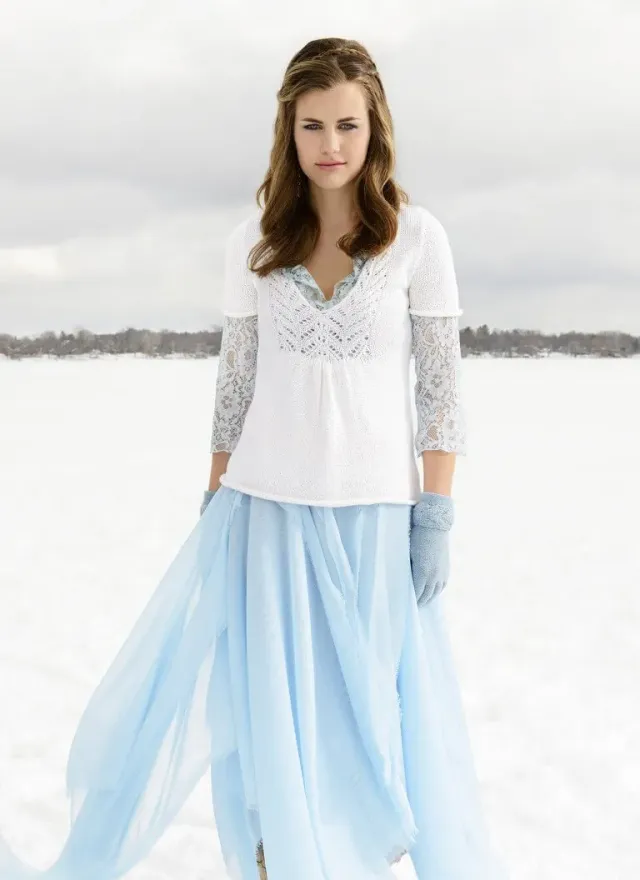 Blue Sky Fibers Classic Series Sylvia Sweater Strickanleitung Spitze