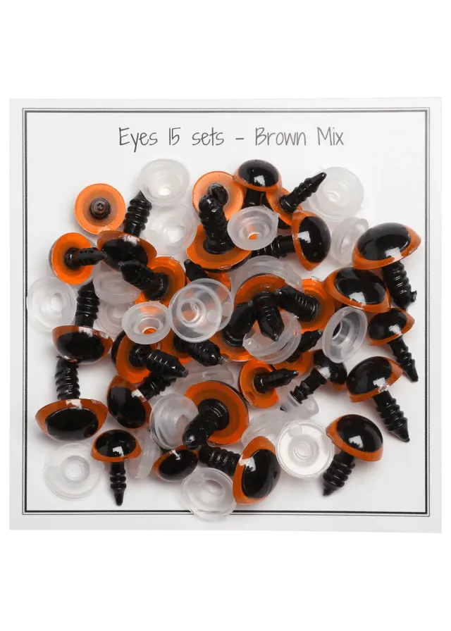 Go Handmade Braune Sicherheitsaugen Mix 15 Paar 10-14 mm