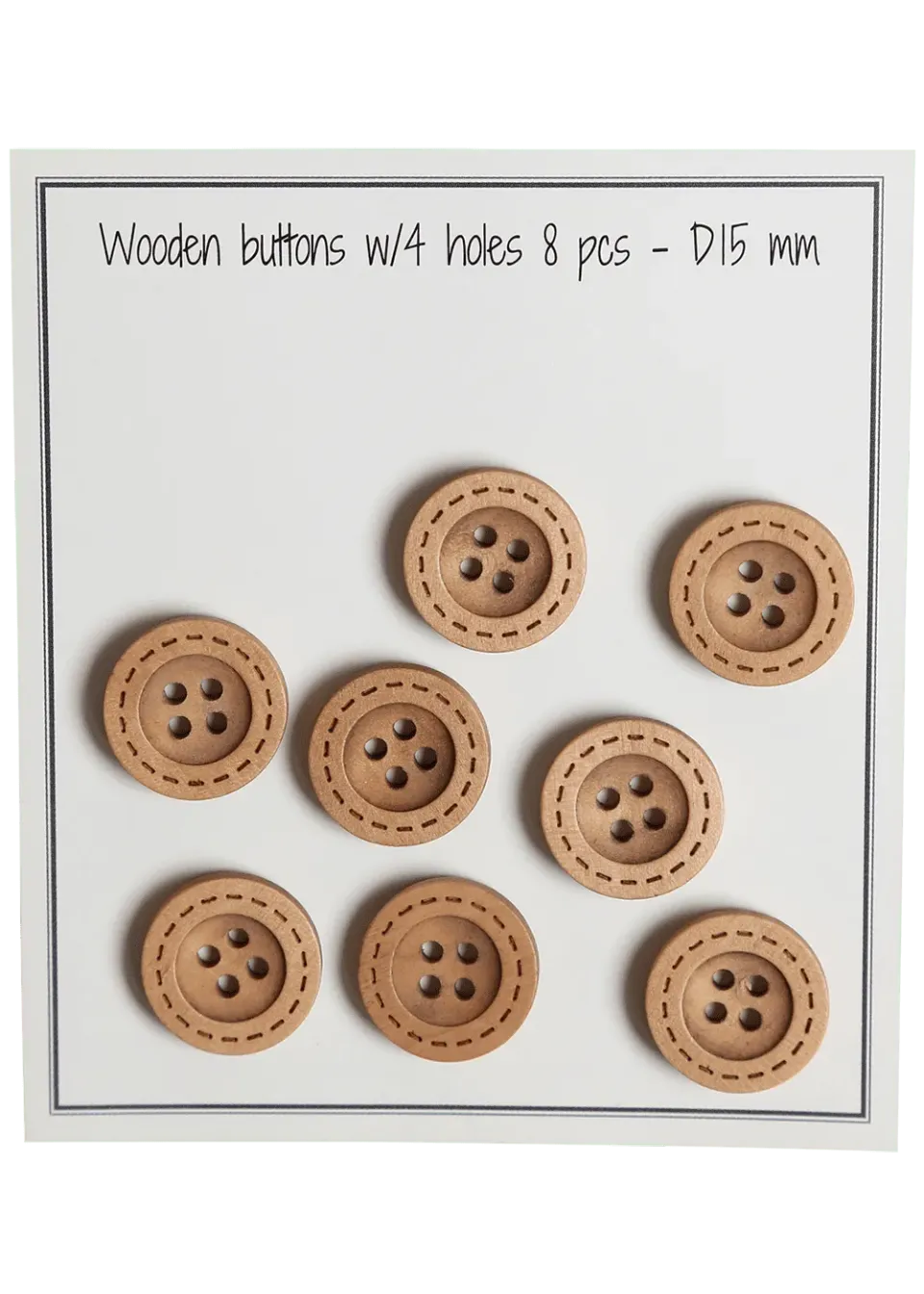 Go Handmade Stitches Holzknöpfe 15 mm natur 8 Stück