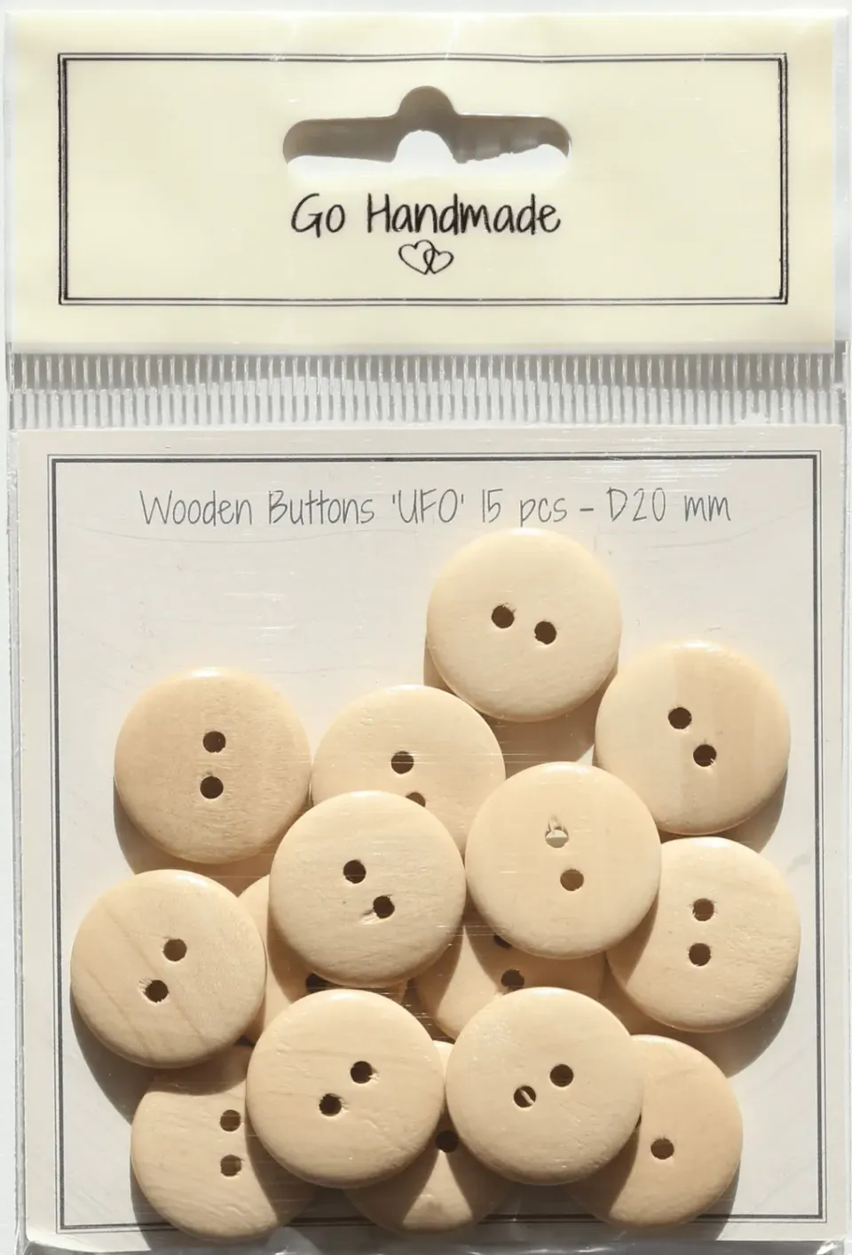 Go Handmade UFO Holzknöpfe 20 mm Natural 15 Stk.