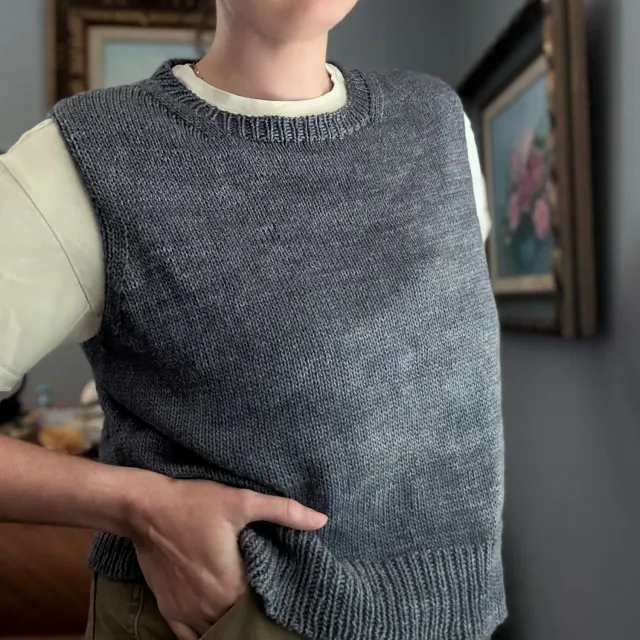 Madelinetosh Dear John Vest Kit Strickset Wolle Baumwolle