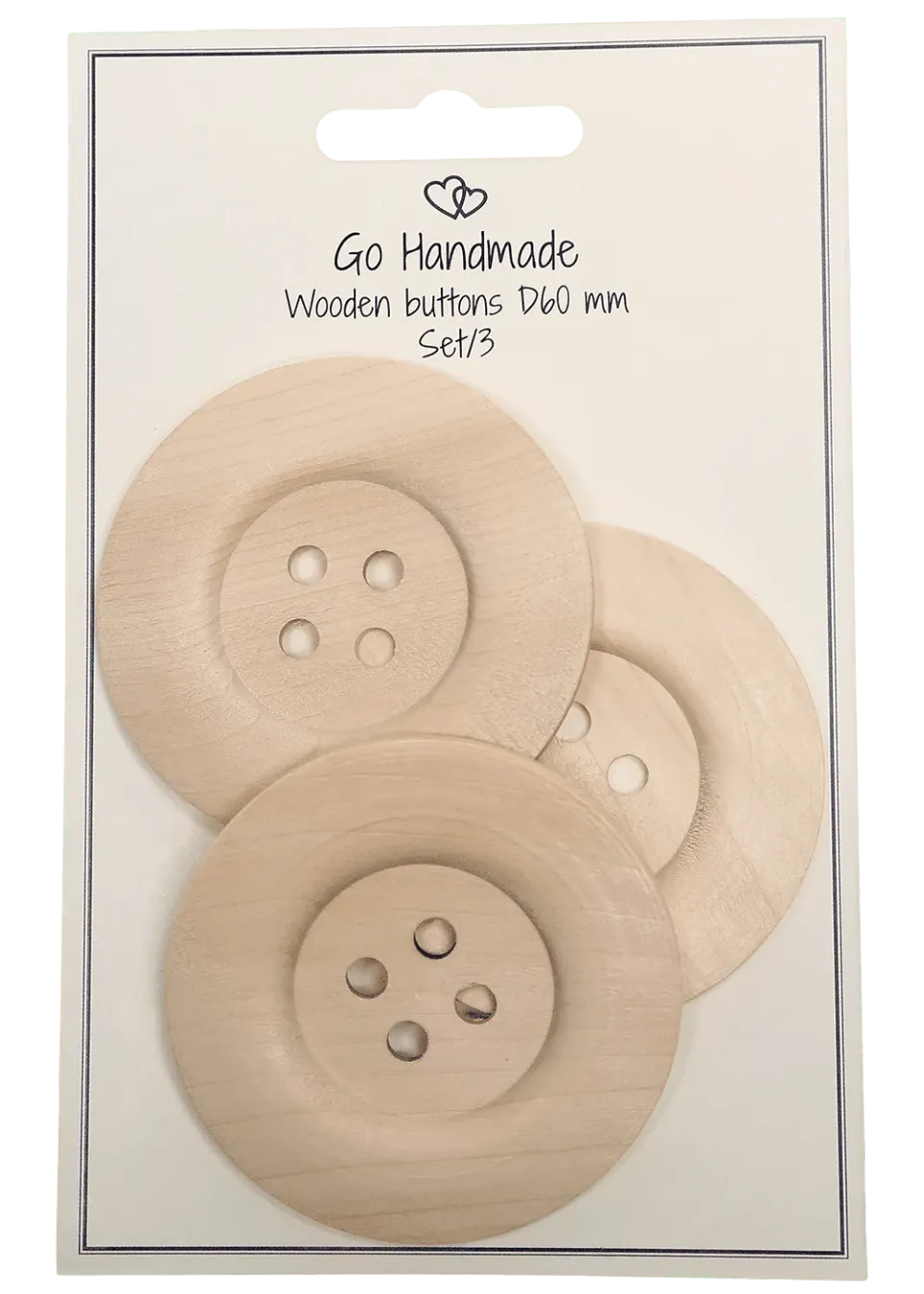 Go Handmade Wooden Holzknöpfe D60 mm 3 Stück