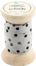 Go Handmade Fabric Ribbon Stoffband beige mit Punkt 10 Stk gepunktet