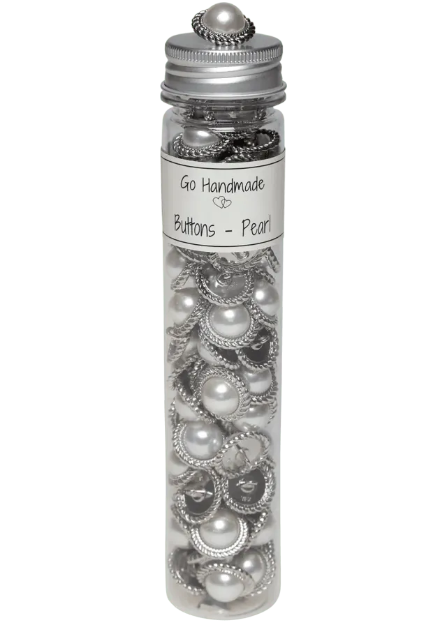 Go Handmade Pearl 21 mm Knöpfe Silber 70 Stück