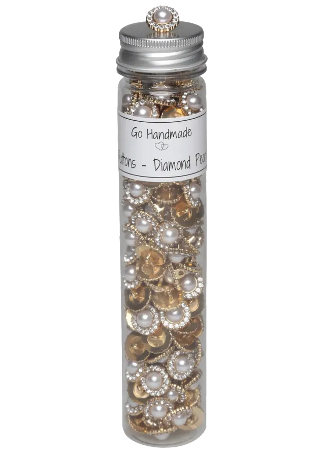 Go Handmade Diamond Pearl Knopf Gold 15mm Öse Perleffekt