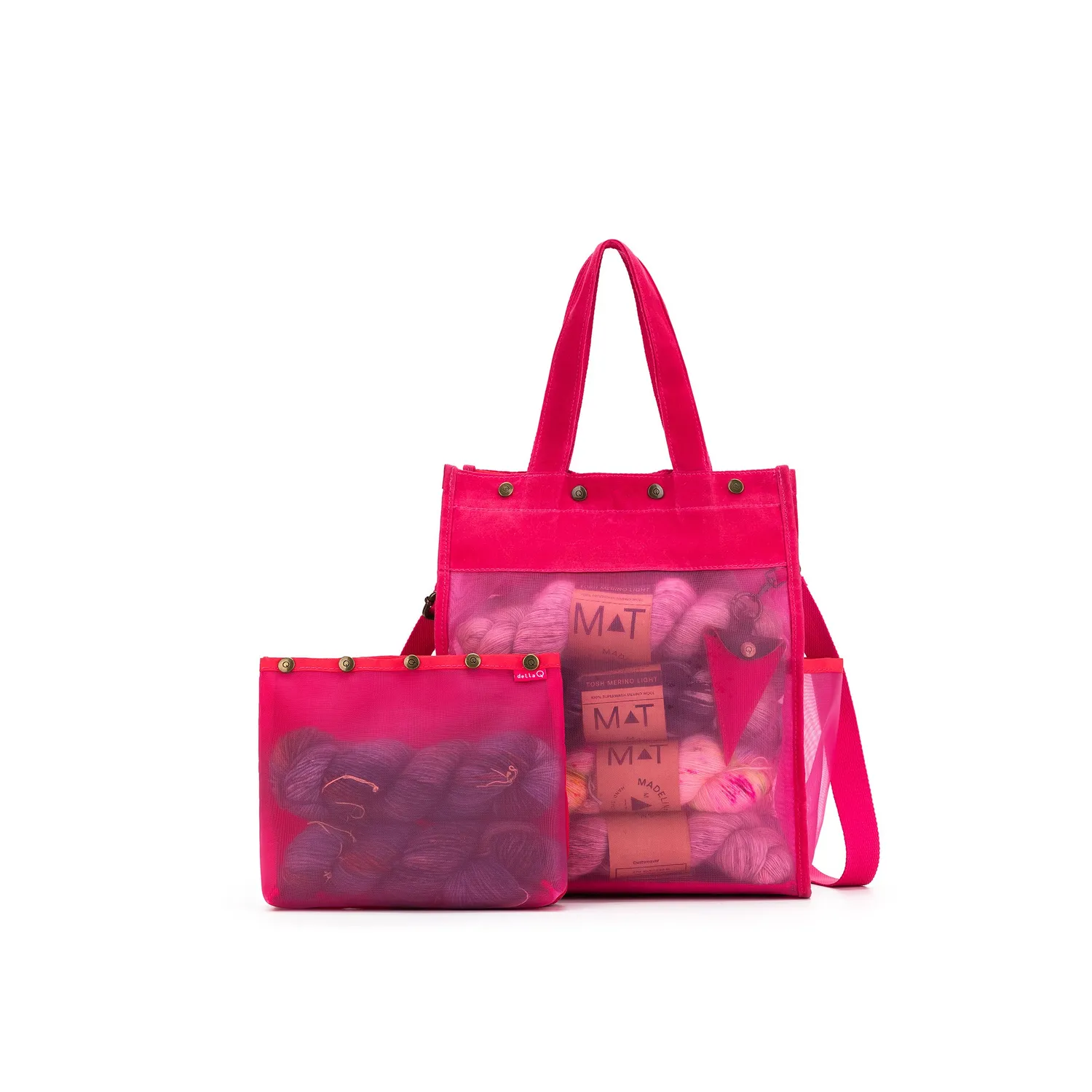 della Q Maker's Tall Mesh Tote Projekttasche Vivid Rose Netz