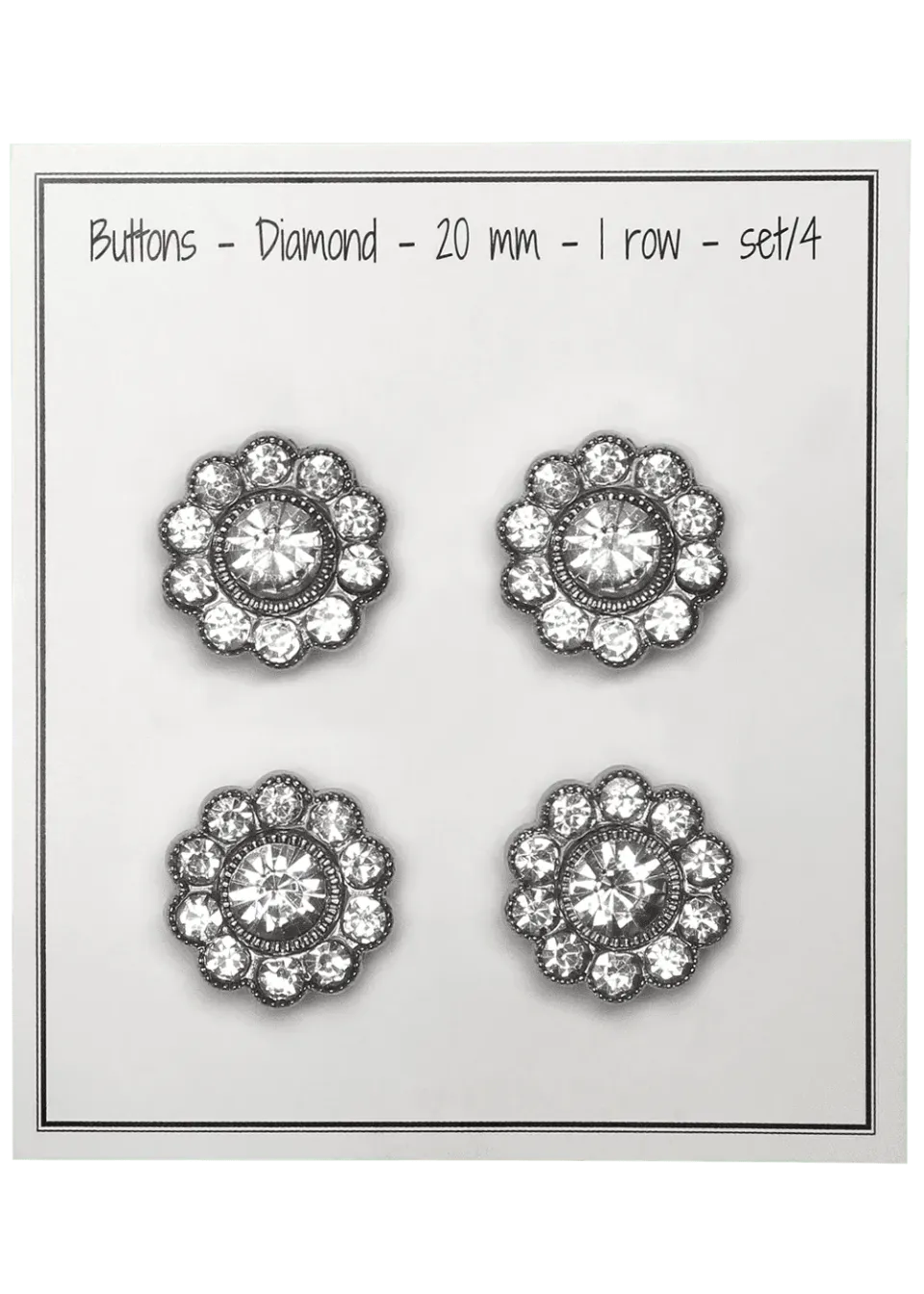 Go Handmade Diamond Knöpfe silber 1-reihig 4 Stk Strass