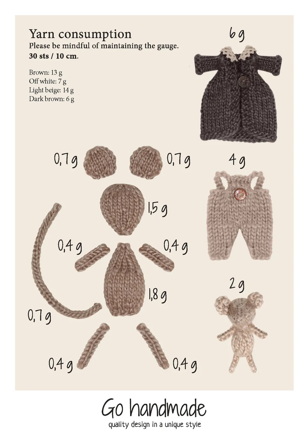Go Handmade Mice Sisters H10 cm Häkelset Vintage