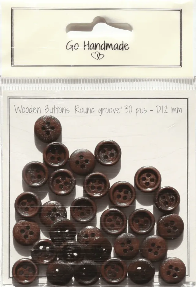 Go Handmade Round Groove Holzperlen 12 mm Braun