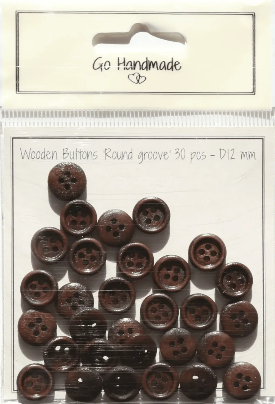 Go Handmade Round Groove Holzperlen 12 mm Braun