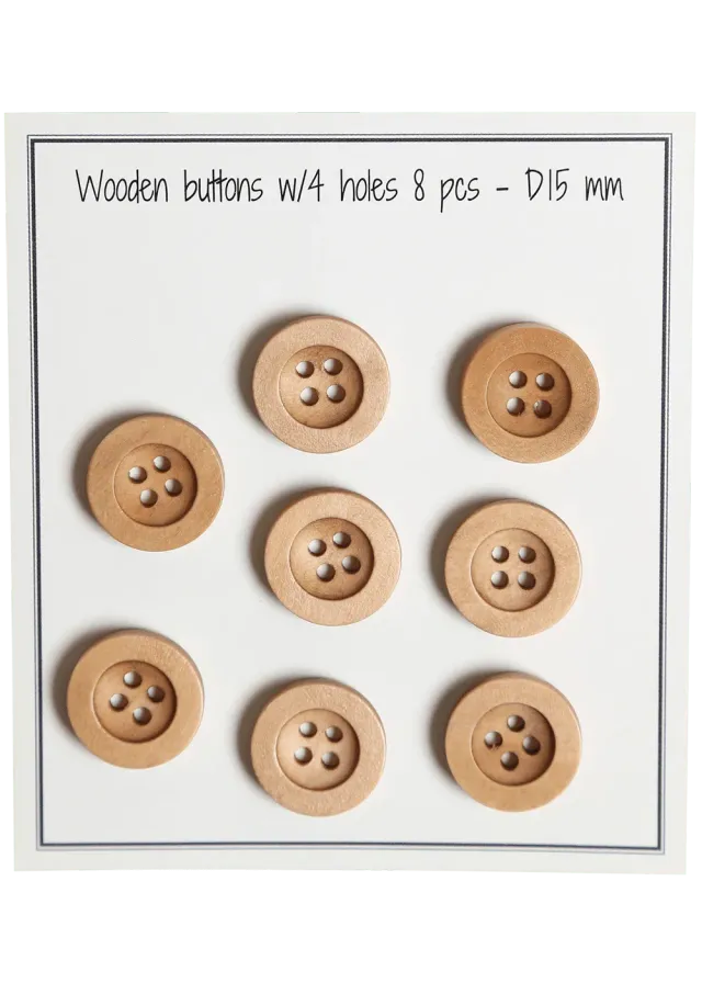 Go Handmade Round Groove Holzperlen 15 mm natur 8 Stk.