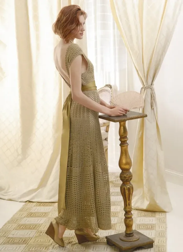 Blue Sky Fibers Classic 1930’s Inspired Gown Häkelanleitung Spitze
