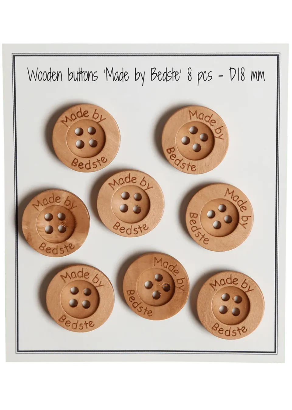 Go Handmade Made by Bedste Labels 18 mm 8 Stück Holz