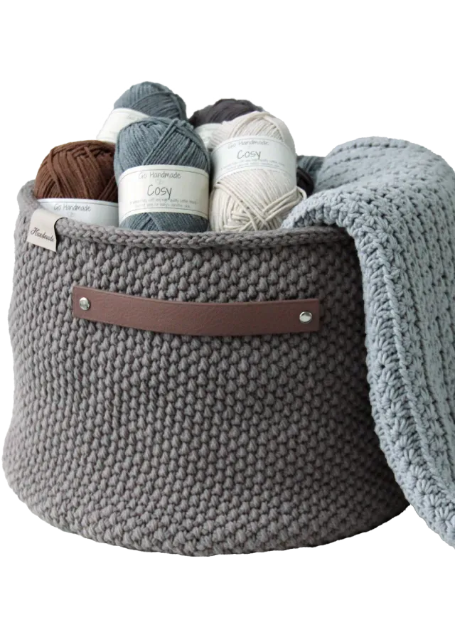 Go Handmade Moss Stitch Häkelanleitung Korb PU-Boden