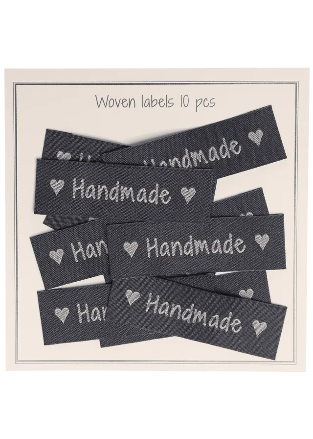 Go Handmade Handmade with hearts Webetikett grau 10 Stk