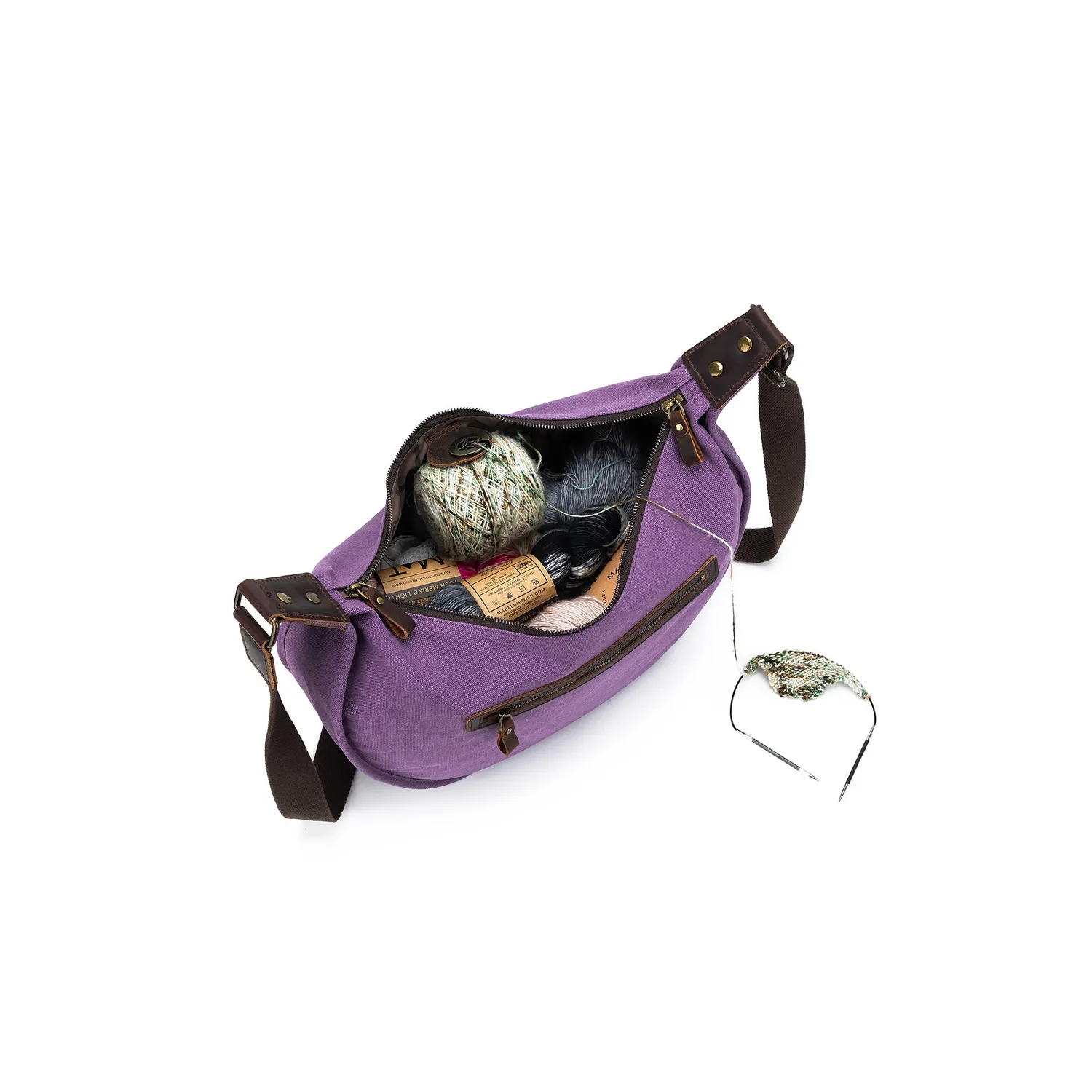 della Q Everyday Adella Stricktasche Maroon Canvas