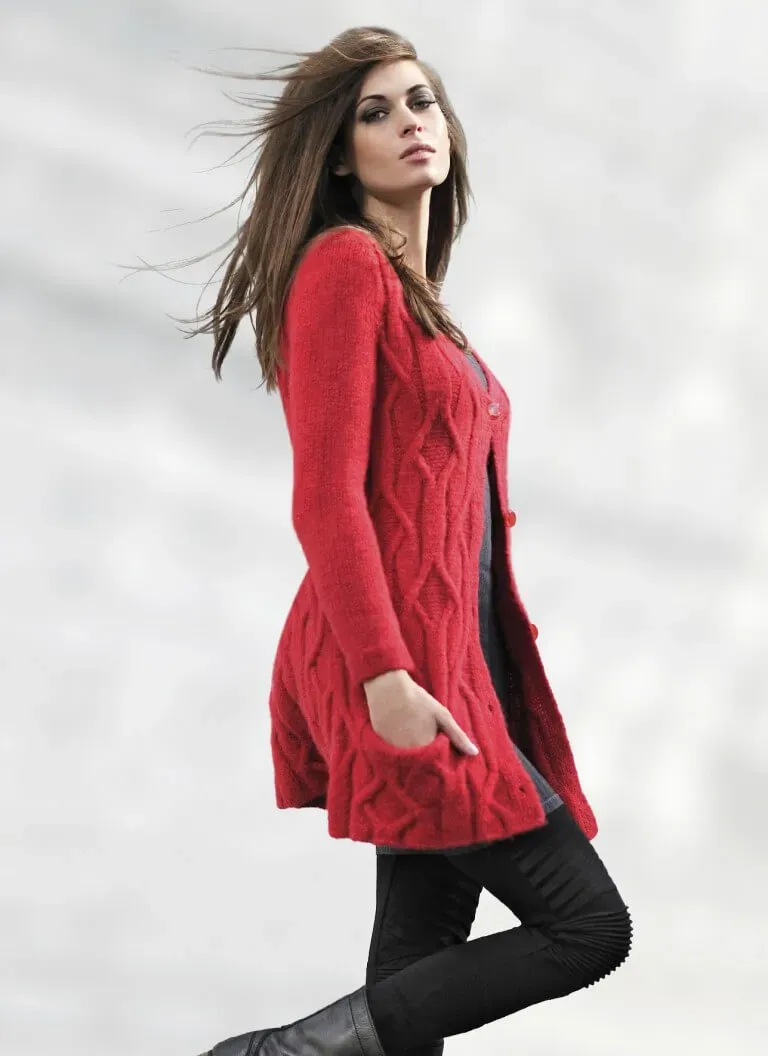 Blue Sky Fibers Classic Series Jazzy Cardigan Strickanleitung Zopf