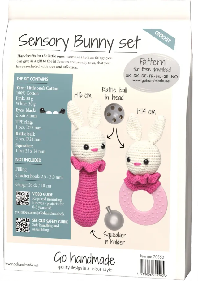 Go Handmade Sensory Bunny Häkelset Baumwolle rosa