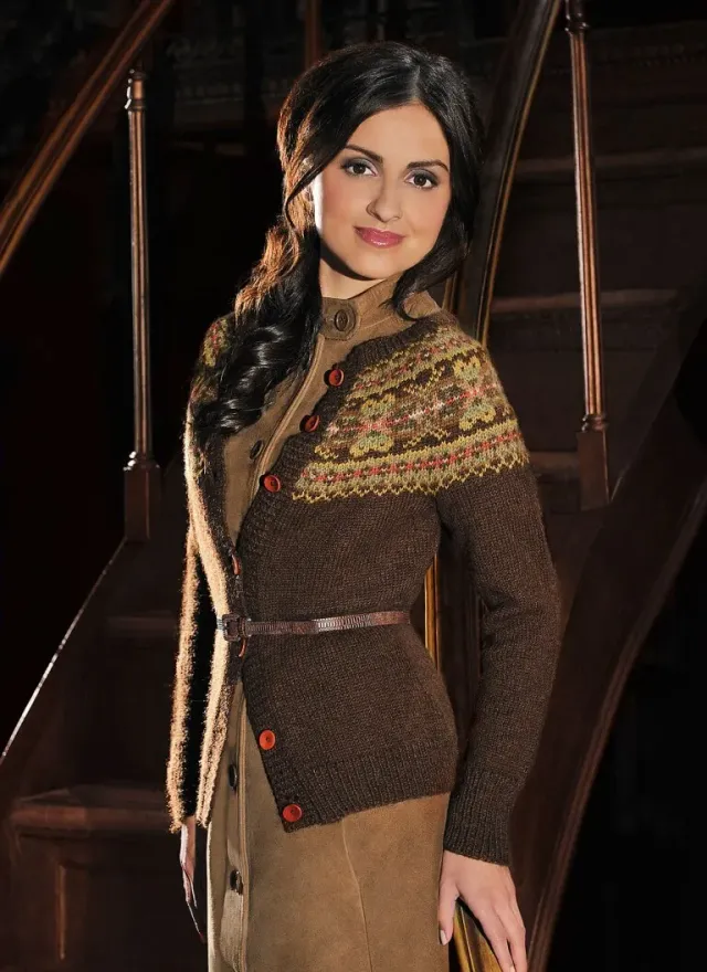 Blue Sky Fibers Classic Series Secret Garden Cardigan Strickanleitung Fair Isle
