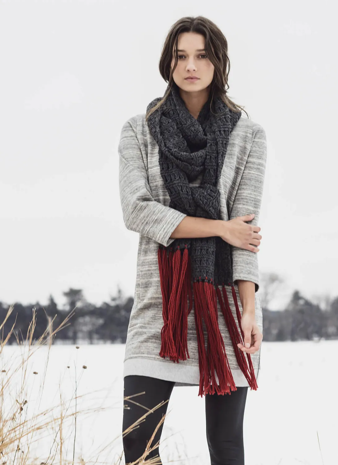 Blue Sky Fibers Classic Series Silver Bay Scarf Anleitung Fransen