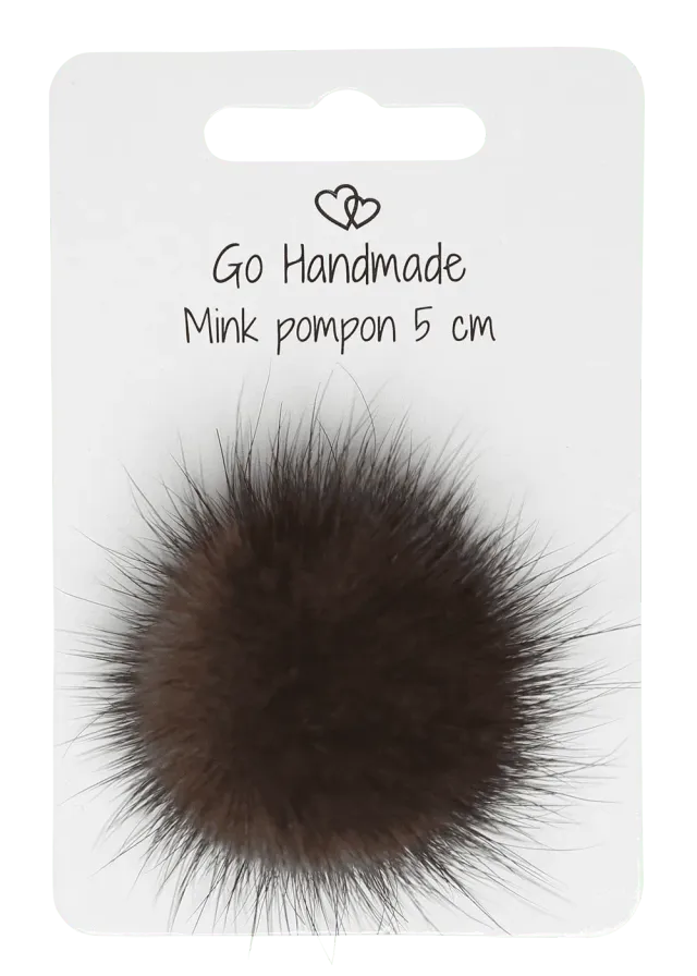 Go Handmade Fellbommel Nerz braun 5 cm mit Gummi