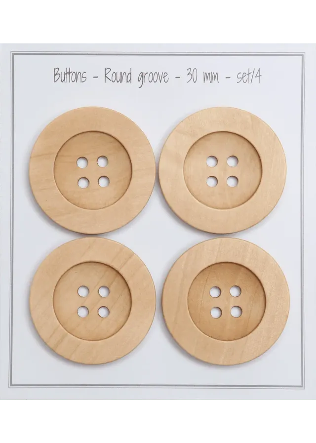 Go Handmade Round Groove Holzperlen D30 mm 4 Stück Natur