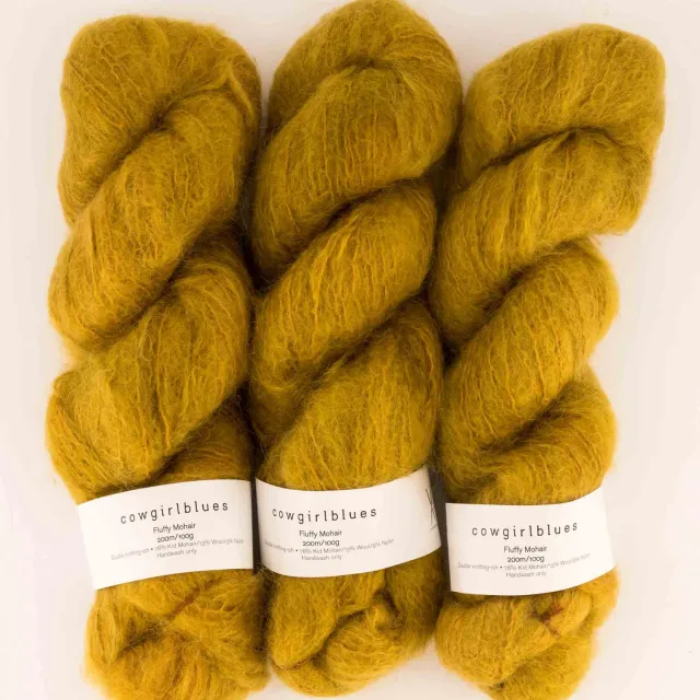 Cowgirlblues Fluffy Mustard Mohairwolle senf handgefärbt