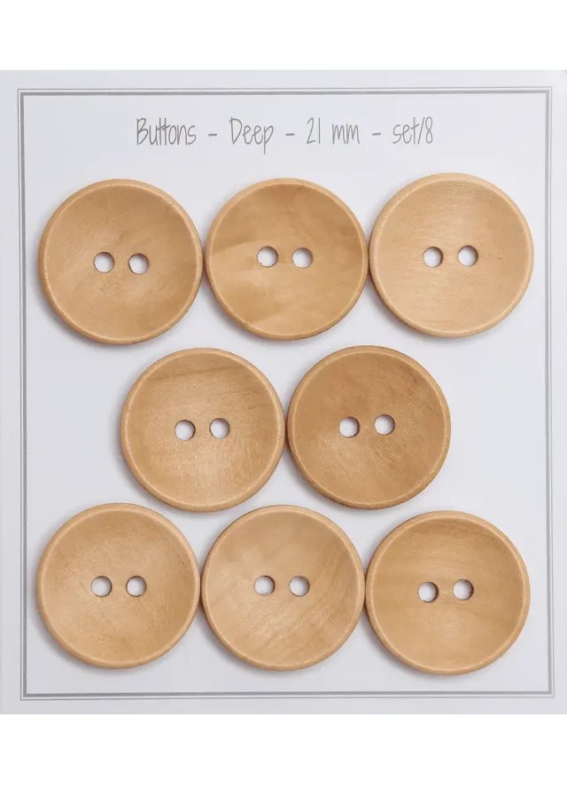 Go Handmade Deep Holzknöpfe 21 mm 8 Stk natur