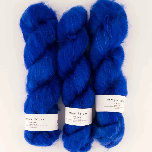 Cowgirlblues Fluffy Cobalt Mohair Wolle handgefärbt