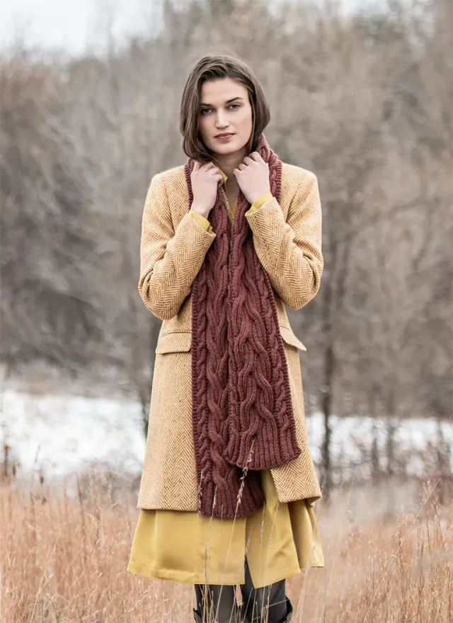 Blue Sky Fibers Classic Series Edina Cabled Scarf Strickanleitung 201909 Zopf