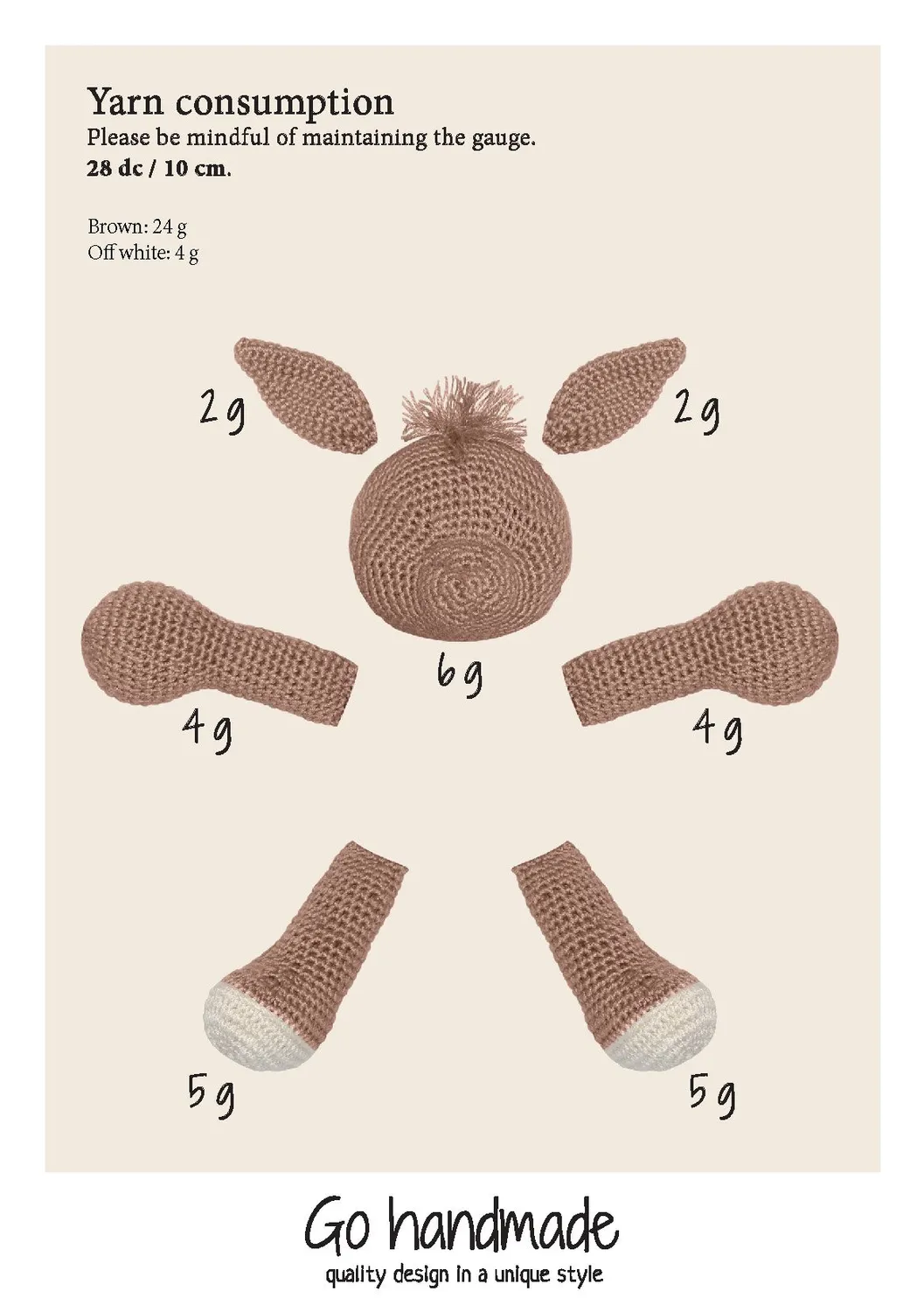 Go Handmade Bunny on Ring Häkelset braun 18 cm